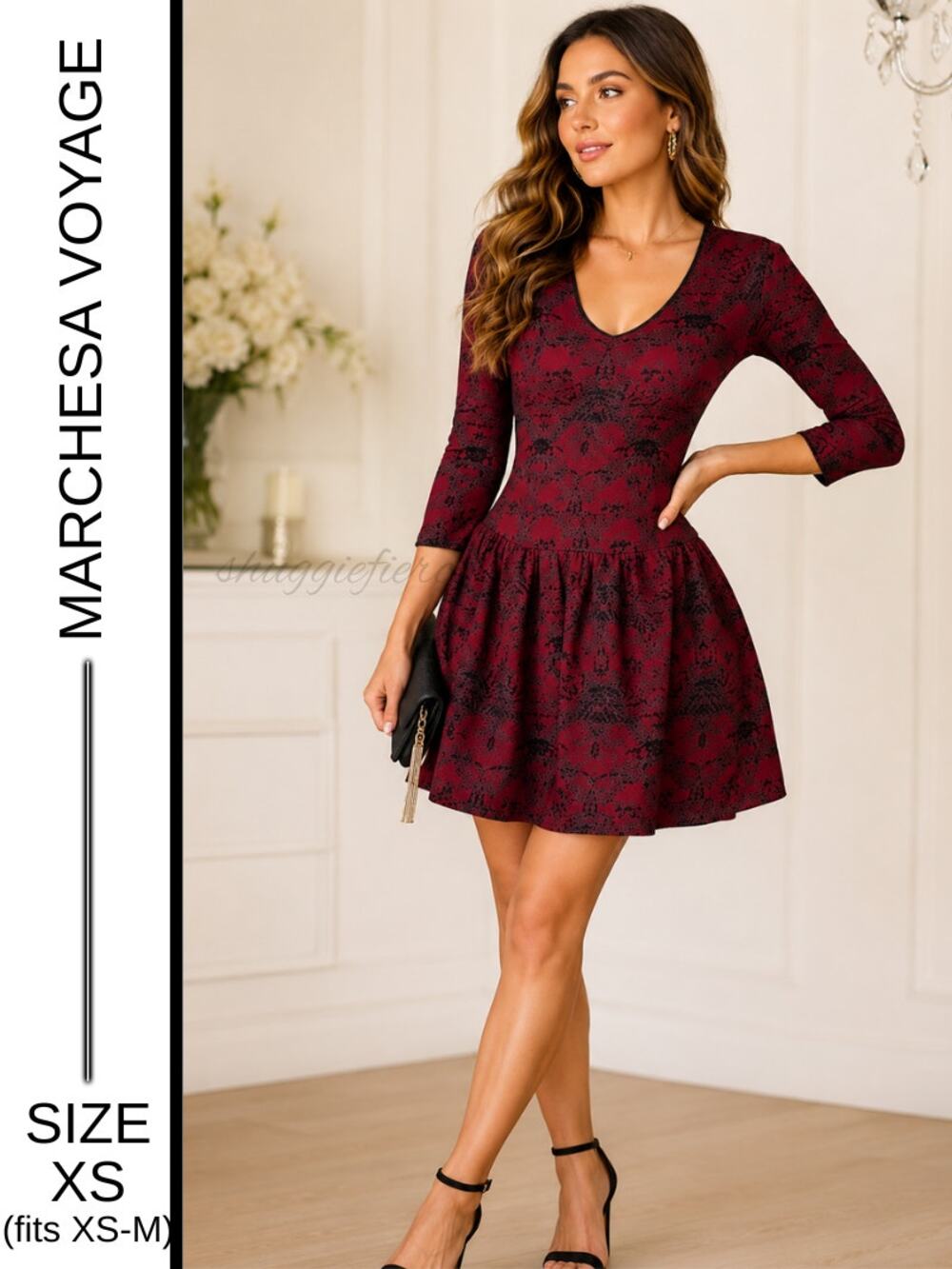 MSRP: $495✨ Marchesa Voyage Jacquard Knit Fit & Flare Dress | Size XS Fits S/M ✨